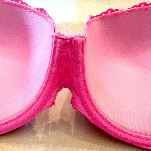 Victoria’s Secret Pink push up Date bra pink lace padded 36D - Picture 4 of 8